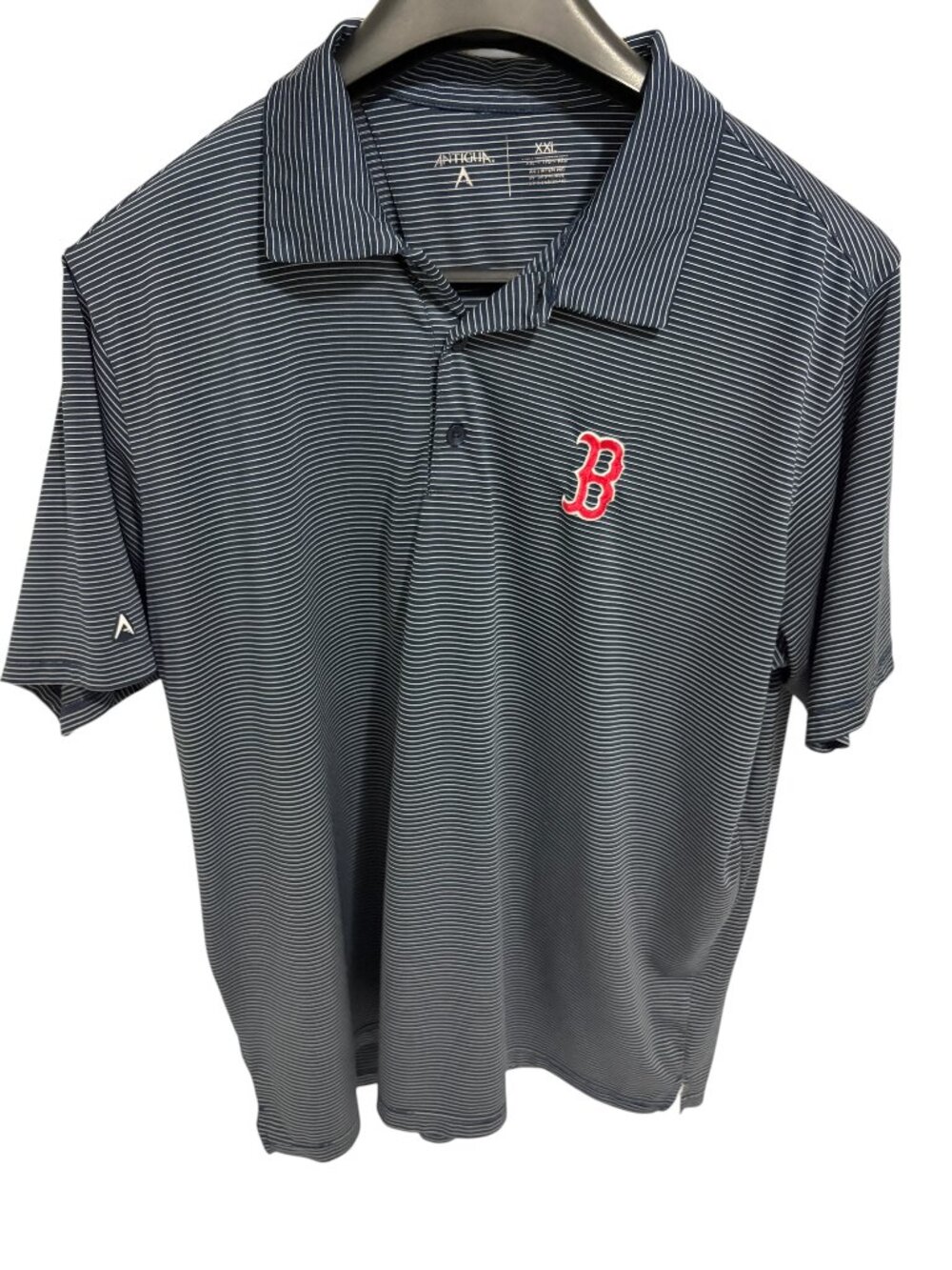 Boston Red Sox Polo Shirt Mens Size 2XL Embroidered Logo Striped Antigua